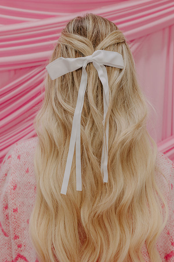 Darling Smile Bow Hair Clip in White Image - 2