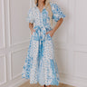 Love-Struck Floral Midi Dress in Sky Blue Image - 1