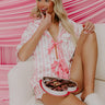 Cozy Tea Time Floral Satin Pajama Top in Pink Image - 1