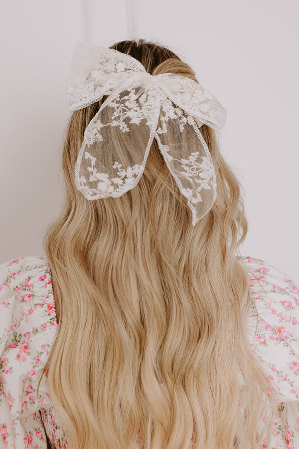 Love Story Lace Bow Hair Clip Image - 3