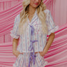 Cozy Tea Time Floral Satin Pajama Top in Lavender Image - 1