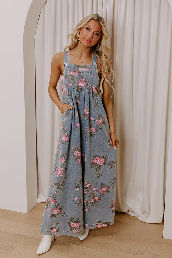 Botanical Brunch Wide Leg Denim Jumpsuit Image - 1