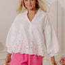 Kind Gesture Eyelet Top in White Image - 1