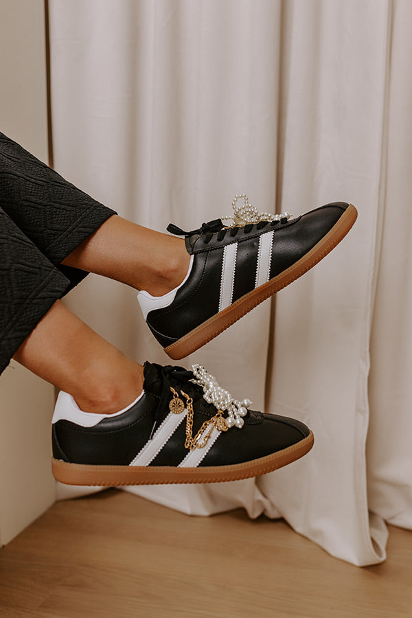 The Kimber Faux Leather Charm Sneakers in Black Image - 1