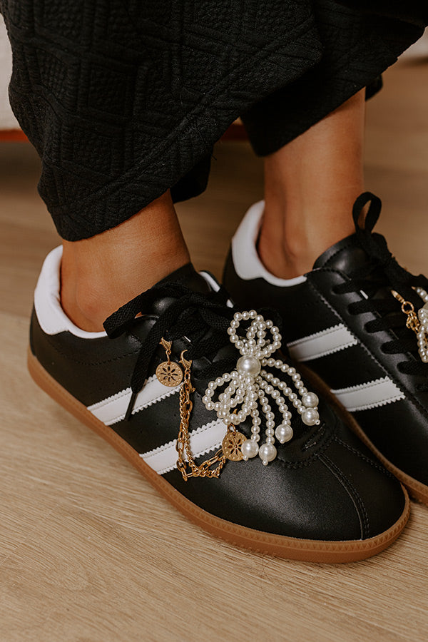 The Kimber Faux Leather Charm Sneakers in Black Image - 4