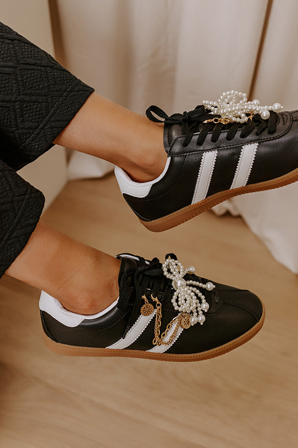 The Kimber Faux Leather Charm Sneakers in Black Image - 3