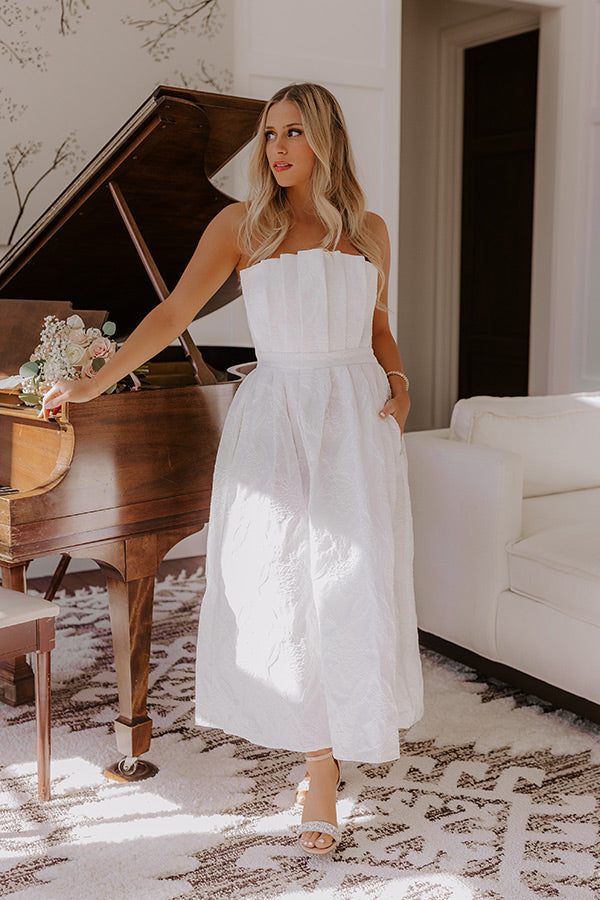 Night At The Gala Jacquard Midi in White Image - 2