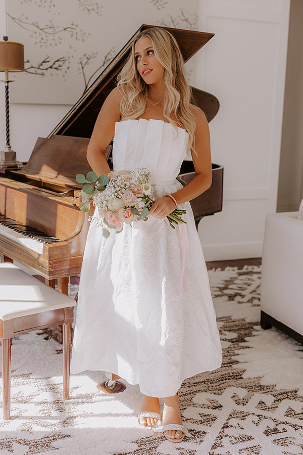 Night At The Gala Jacquard Midi in White Image - 1