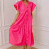 Subtle Charm Button Down Midi Dress in Pink Image - 1