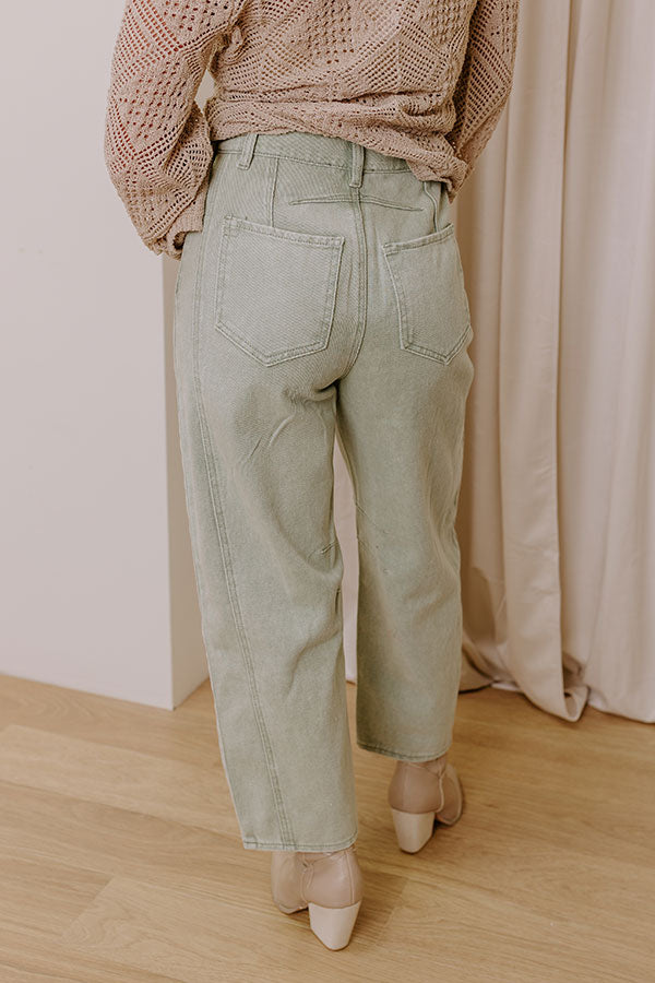 The Cristy High Waist Wide Leg Jean in Light Sage Image - 4