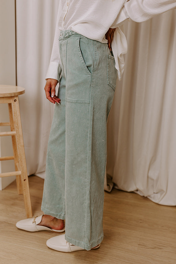 The Julie High Waist Wide Leg Jean in Sage Image - 5