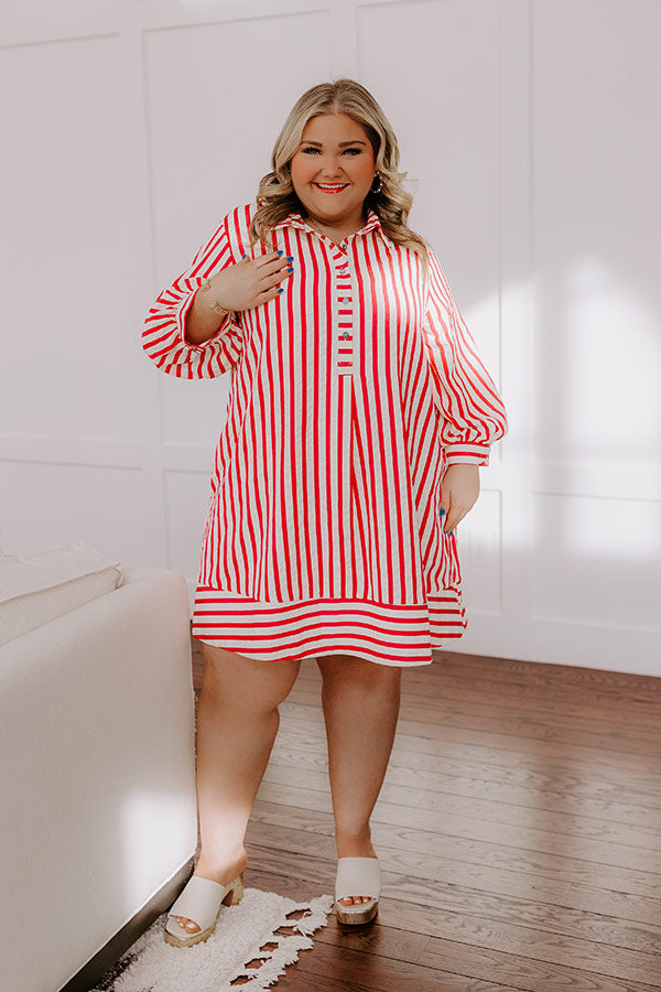 Charleston Charm Stripe Mini Dress in Rose Curves Image - 1