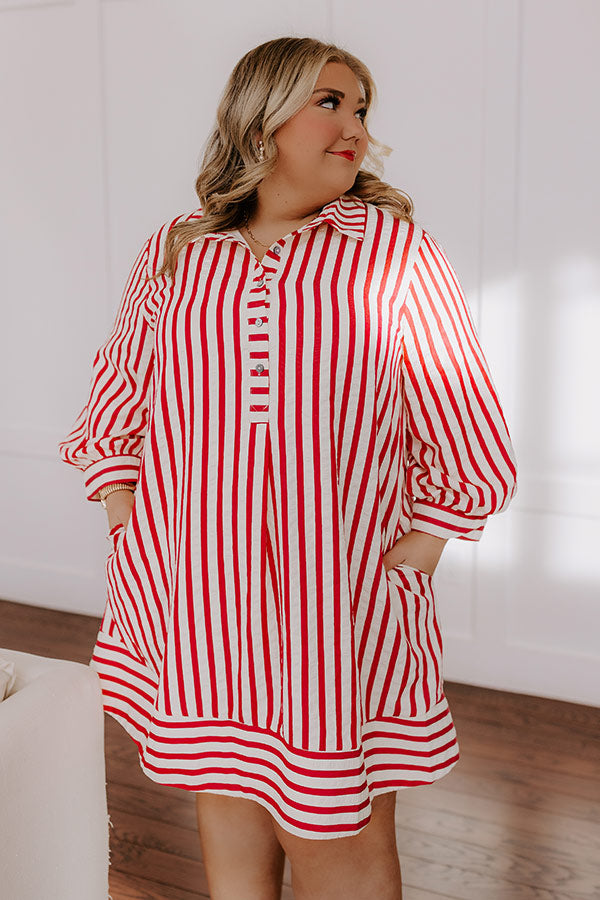 Charleston Charm Stripe Mini Dress in Rose Curves Image - 2