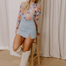 Paris Dreaming Floral Mesh Top in Sky Blue Image - 1