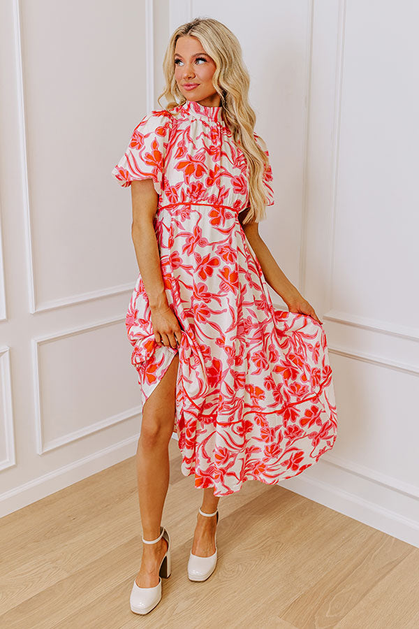 Vineyard Dreams Floral Midi Dress in Pink Image - 1