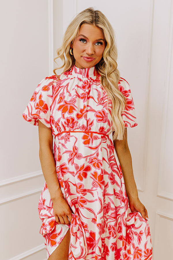 Vineyard Dreams Floral Midi Dress in Pink Image - 2