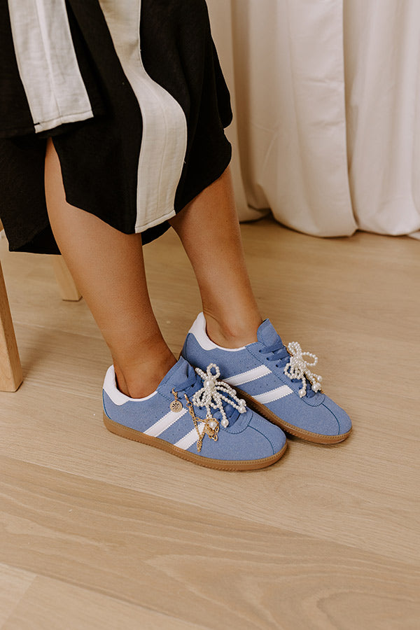 The Kimber Faux Suede Charm Sneakers in Airy Blue Image - 1