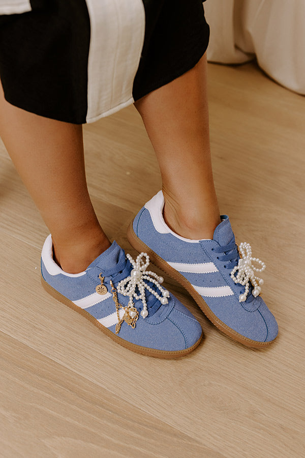 The Kimber Faux Suede Charm Sneakers in Airy Blue Image - 3