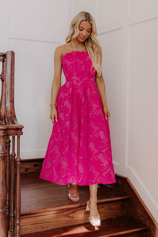 Night At The Gala Jacquard Midi in Hot Pink Image - 1