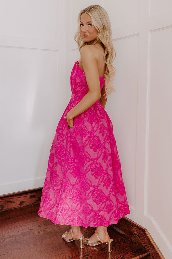 Night At The Gala Jacquard Midi in Hot Pink Image - 2