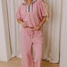First Class Flight High Waist Knit Pants in Pink Image - 1