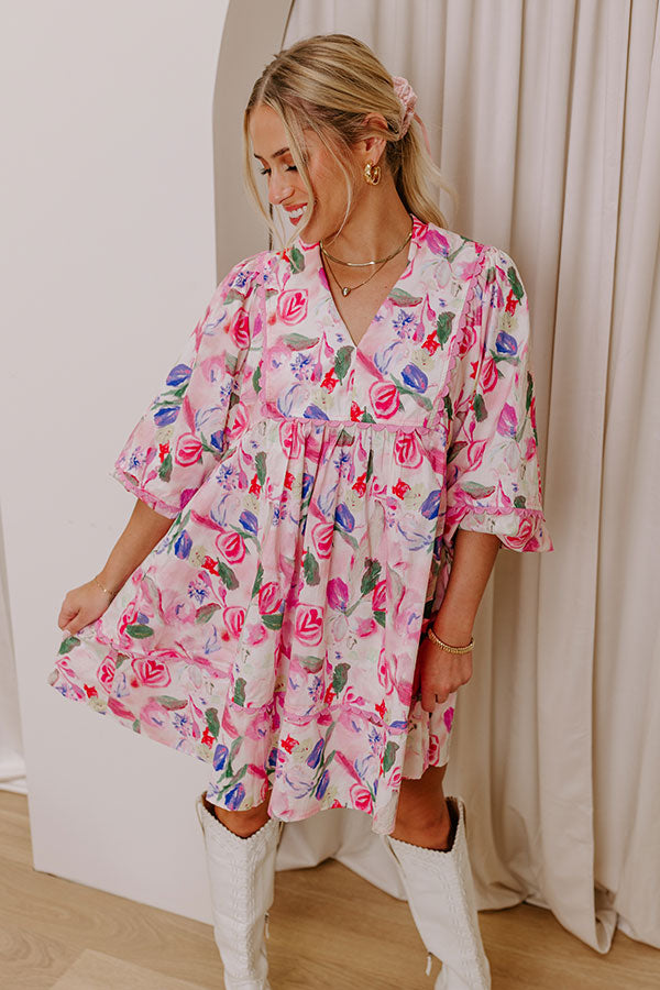 Floral Aroma Babydoll Mini Dress Image - 1