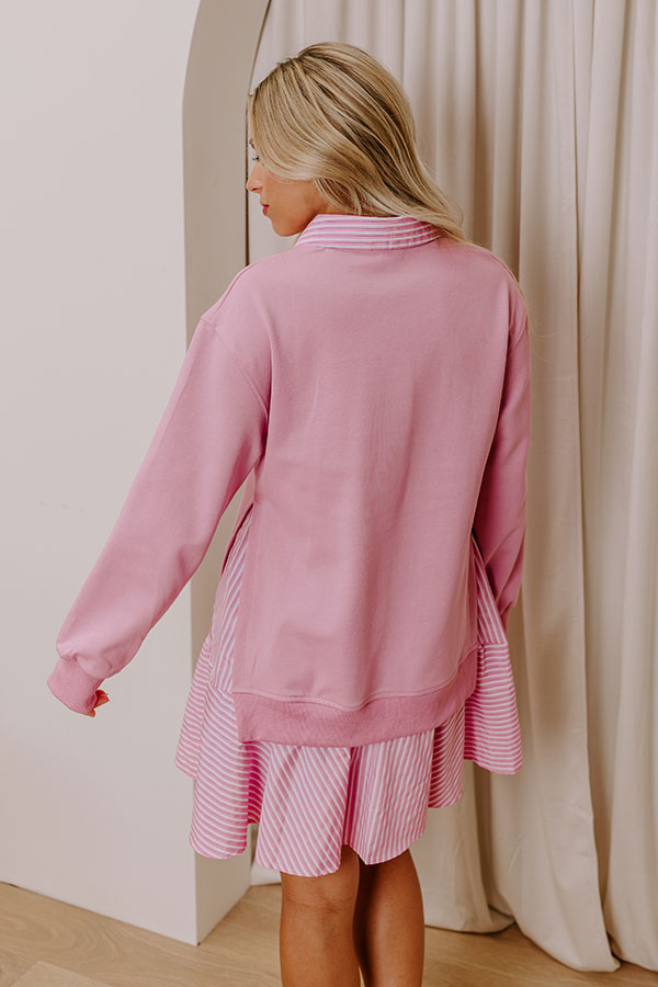 Preppy Charm Stripe Mini Dress in Pink Image - 4