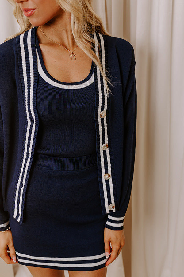 Country Club Cutie Knit Cardigan in Navy Image - 3