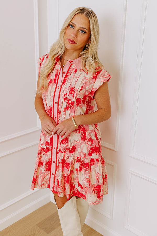 Artistic Flow Button Down Mini Dress in Scarlet Image - 1