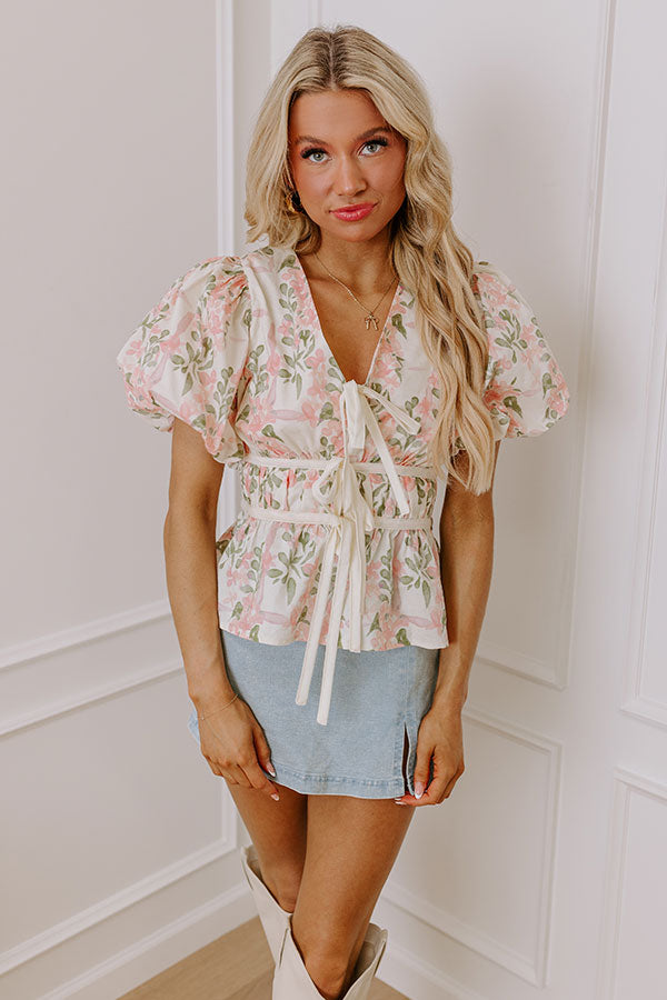 Honeysuckle Dreams Floral Top in Cream Image - 1