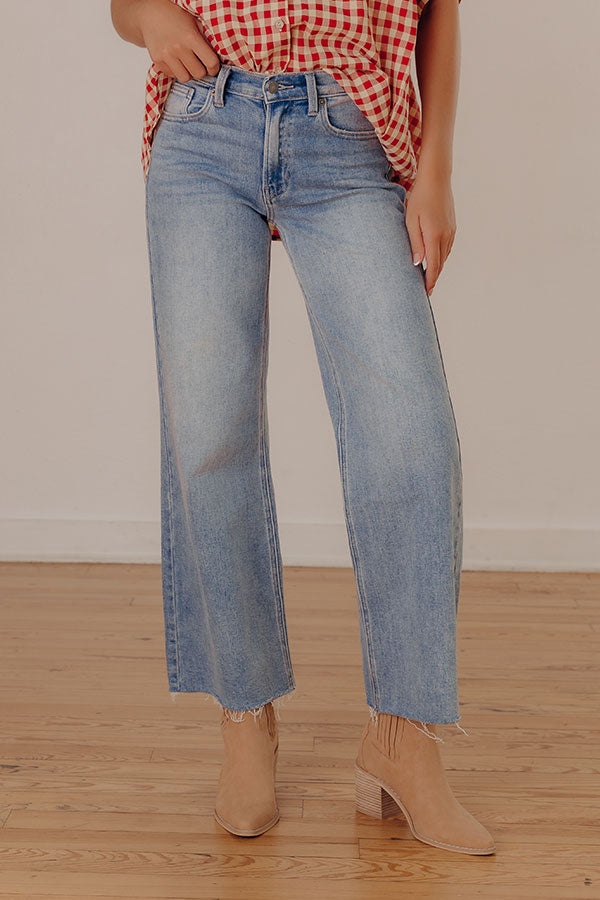 JUST USA Meredith High Waist Wide Leg Jean in Medium Wash