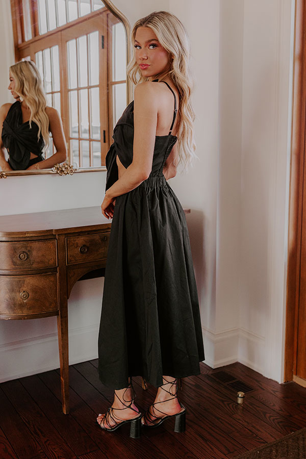 Social Hour Cut Out Midi Dress in Black Image - 3
