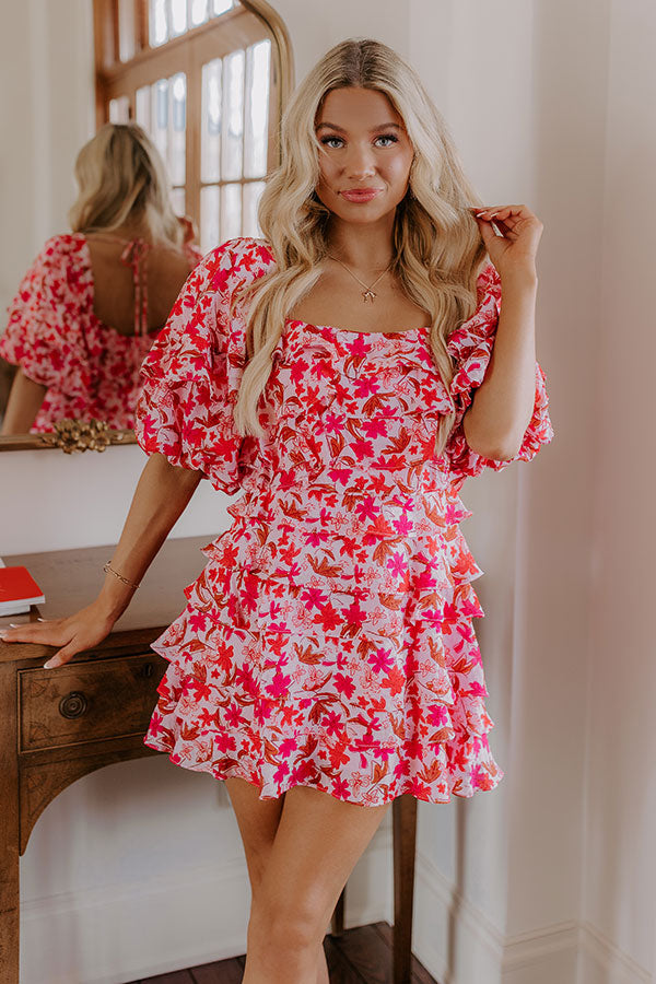 Exclusive Party Floral Tiered Mini Dress Image - 2
