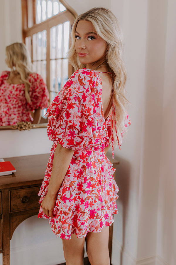 Exclusive Party Floral Tiered Mini Dress Image - 3