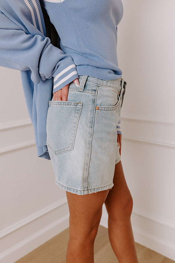 JUST USA Joy High Waist Shorts in Light Wash Image - 5