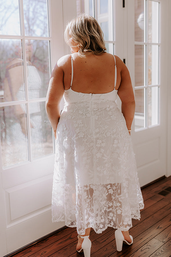 Romantic Moment Embroidered Midi Dress in White Curves Image - 5