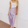 The Tiffany High Waist Satin Midi Skirt in Lavender Image - 1