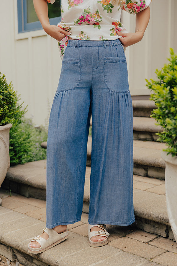 The Vivienne High Waist Wide Leg Chambray Pants