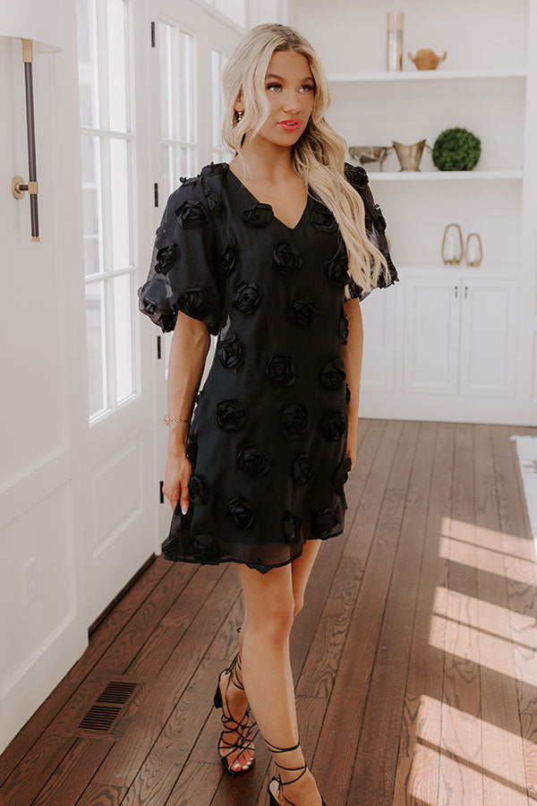 Dream Come True Applique Mini Dress in Black Image - 5