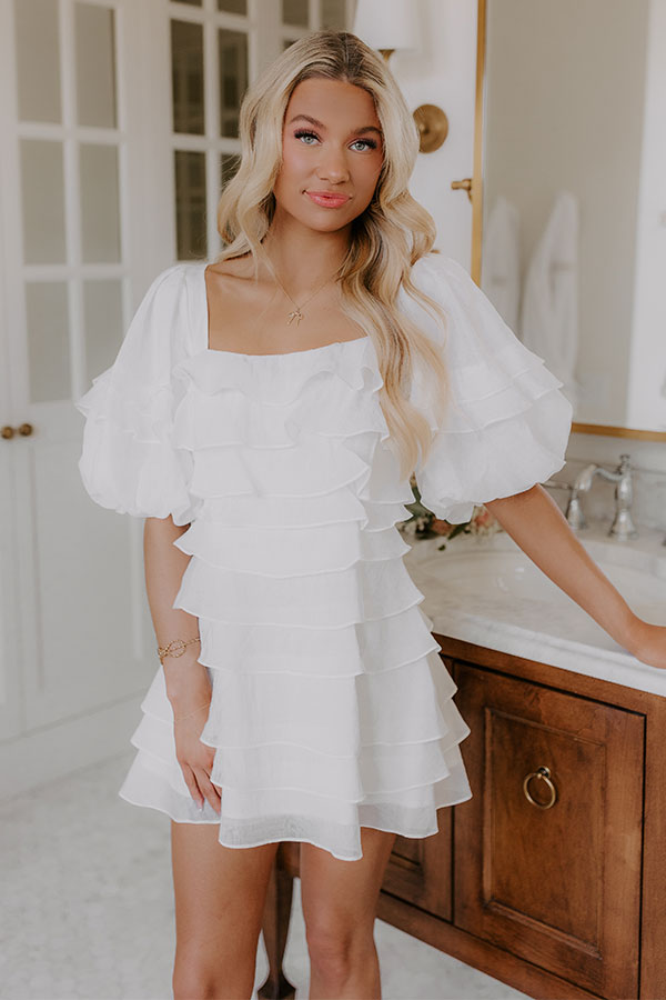 Love Song Tiered Mini Dress in White Image - 2