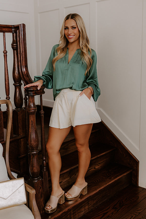 Manhattan Skyline Satin Top in Olive Image - 2