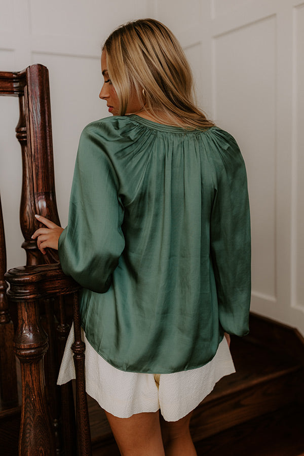 Manhattan Skyline Satin Top in Olive Image - 4