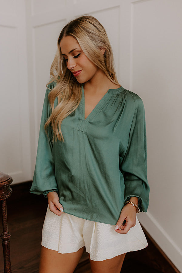 Manhattan Skyline Satin Top in Olive Image - 1