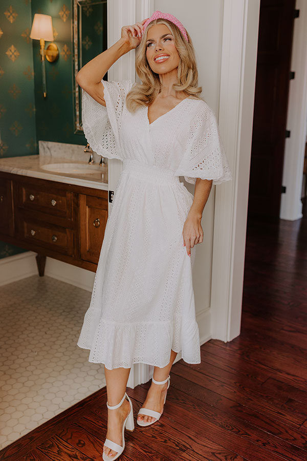 Romantic Bliss Eyelet Midi Dress Image - 4