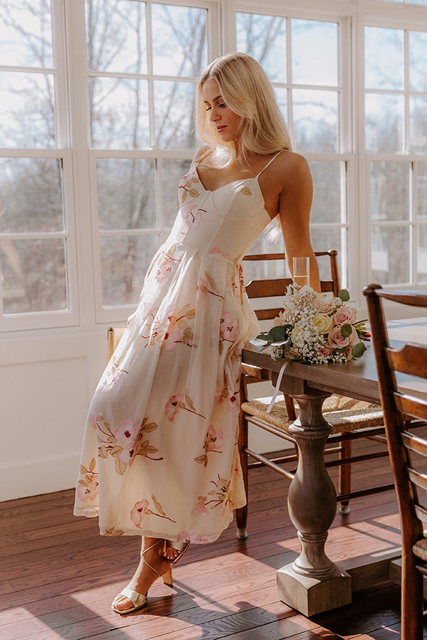 Serene Gardens Embroidered Midi Dress Image - 1