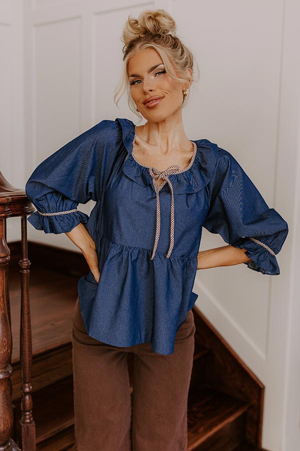 Heartfelt Happiness Chambray Top Image - 3