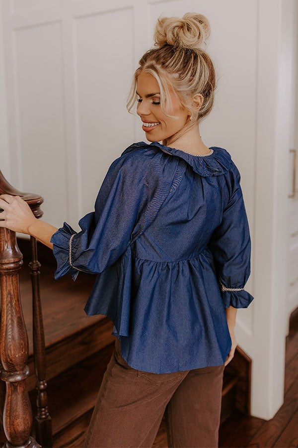 Heartfelt Happiness Chambray Top Image - 5