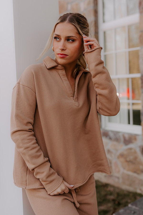 Cozy Cues Sweatshirt in Camel Image - 2