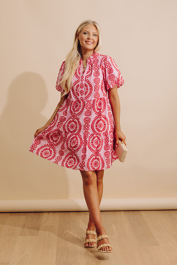 Sunny Outlook Eyelet Mini Dress in Pink