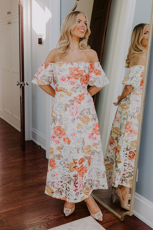Tea Garden Chic Floral Midi Dress Image - 3